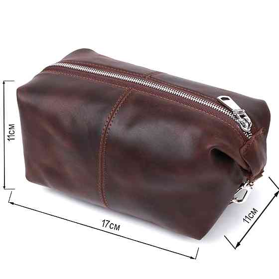 Кожаная винтажная косметичка Shvigel 16398 Коричневый Киев