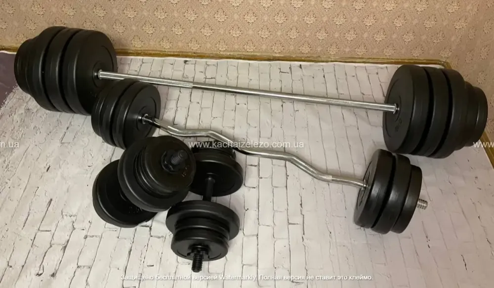 Лавка для жиму + 4 грифа + 115 кг дисків Гантелі, гирі, штанги та диски АВС покриття комплект Київ - фото 5