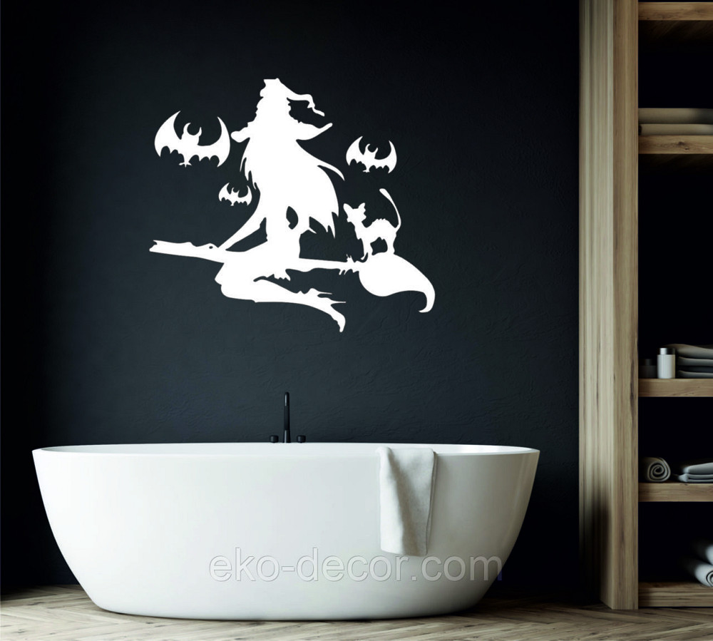 Декоративное настенное Панно «Ведьма на метле», Декор на стену 90*80 см, Белый Киев - изображение 9