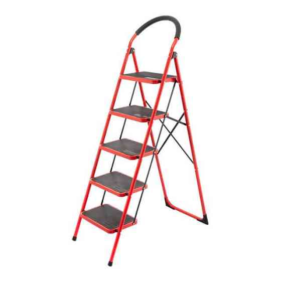 Драбина сталева, 5 сходинок, 380×260 мм, висота: 1617 мм, висота до платформи: 1215 мм INTERTOOL LT-0039 Київ