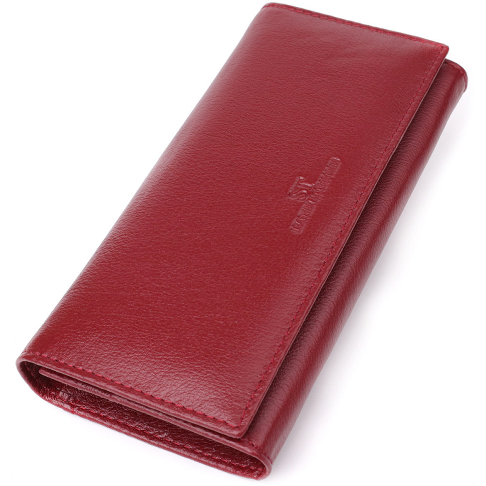 Елегантний гаманець у два складення з натуральної шкіри ST Leather 23065 Бордовий Київ - фото 1