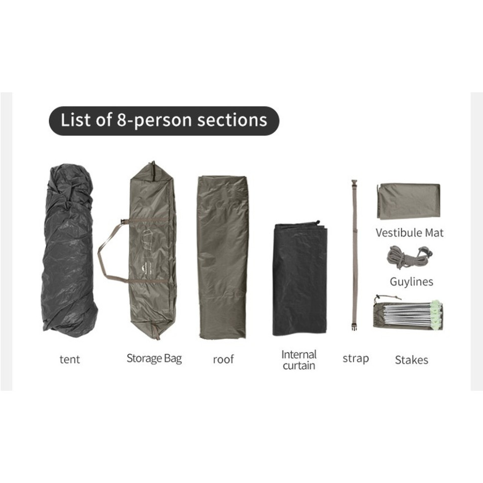 Намет восьмимісний Naturehike Cape 13.1 CNK2450WS050 з швидким розкриттям, сіро-коричневий Киев - изображение 4