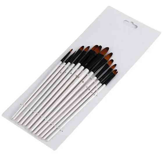 Набор кистей для рисования акварелью, акрилом и маслом, 12 шт, Форма Овальные Каменец-Подольский