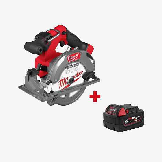 Пила дисковая ручная аккумуляторная MILWAUKEE, M18 FCCS55-0, Ø165мм (+акк., M18 B5 (5Aг)) (+акк., M18 B5 (5Aг)) Одесса