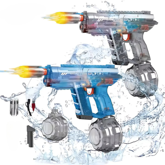 Водный пистолет для детей, электрический бластер UZI с автоматическим наполнением водой, серый Каменец-Подольский