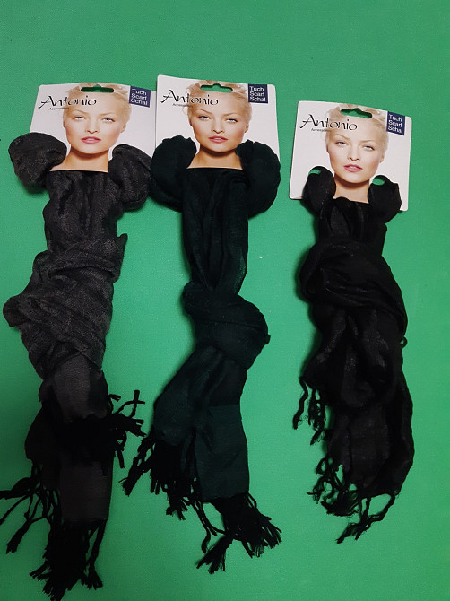 Шарфы женские набор из 3-х штук (серый, черный, зеленый) - размер шарфа приблизительно 160*60см Киев - изображение 1