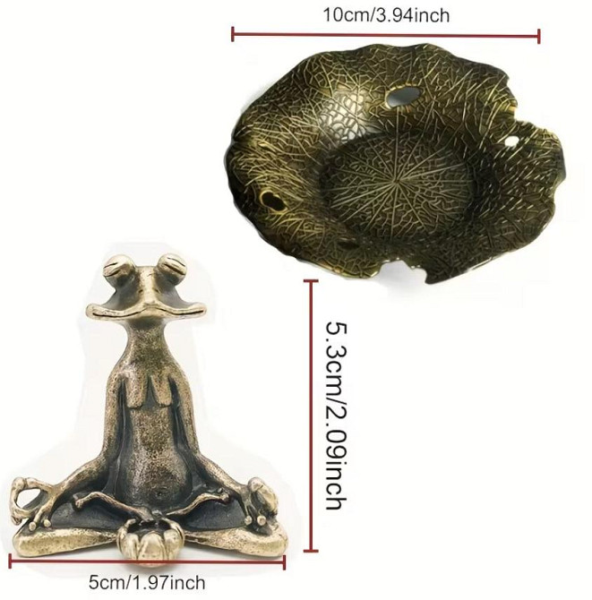 Держатель для благовоний «Лягушка в медитации» с тарелочкой, металл Киев - изображение 4
