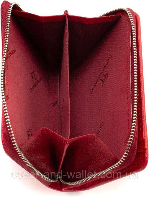 Шкіряний жіночий гаманець червоного кольору на магнітах і блискавці середнього розміру ST Leather 360 Київ - фото 6