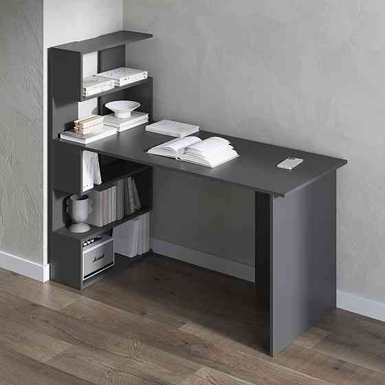 Компьютерный стол VAYS M-24, письменный с полками слева, ЛДСП, 142×60×123 см – для дома, учебы, офиса Львов