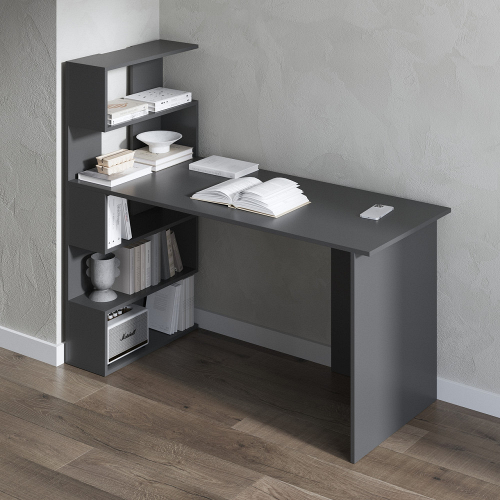 Компьютерный стол VAYS M-24, письменный с полками слева, ЛДСП, 142×60×123 см – для дома, учебы, офиса Львов - изображение 4