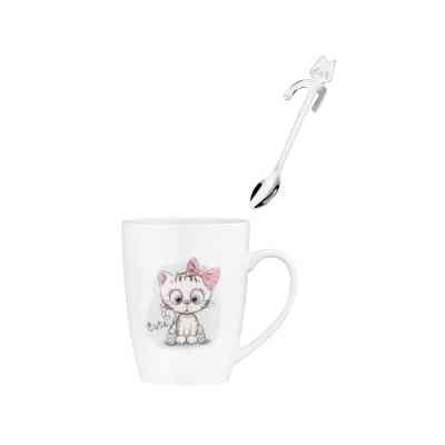 Чашка Ardesto Cute, 320мл, порцеляна, нержавіюча сталь, білий (AR3040BS) Вінниця