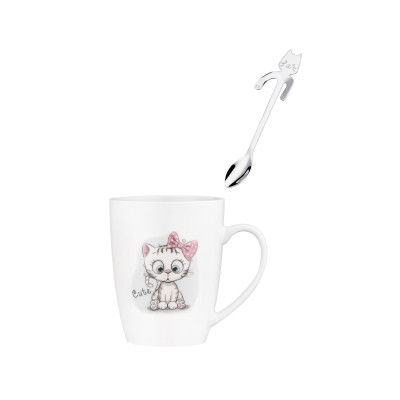 Чашка Ardesto Cute, 320мл, порцеляна, нержавіюча сталь, білий (AR3040BS) Вінниця - фото 5