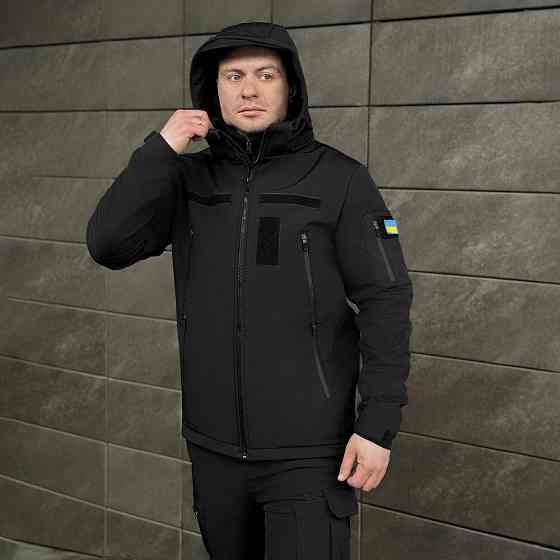 Мужская черная демисезонная куртка Pobedov Motive с липучками Киев