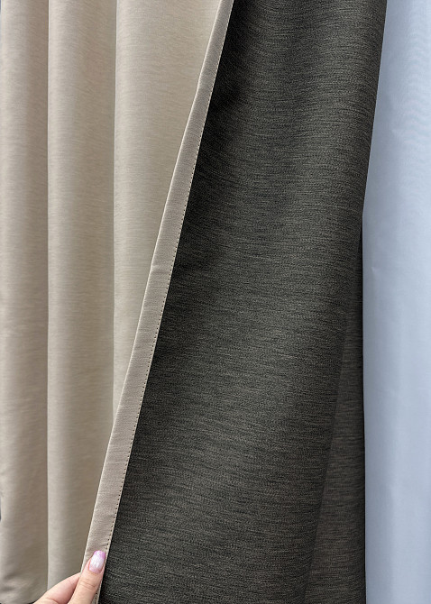 Комплект готовых штор VR-Textil Блэкаут двусторонний Eclipsе № 1789ш Бежевый 150х270 см 2 шт (33-0766) Киев - изображение 8