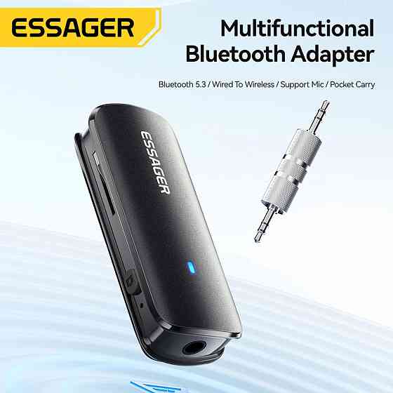 Адаптер для наушников Essager EBT53-DT01-P Bluetooth 5.3 (Черный) Николаев