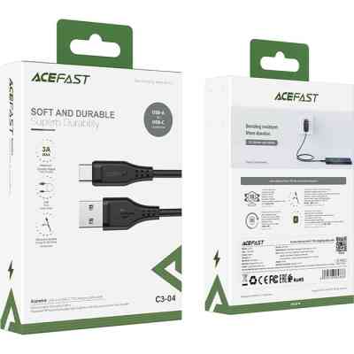 Дата кабель USB 2.0 AM to Type-C 1.2m 3.0A TPE C3-04 Black Acefast (6974316280866) Вінниця