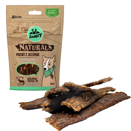 Лакомство для кошек Мистер Бандит Mr.Bandit Натуралс полоски из оленя для собак, 80 г Винница