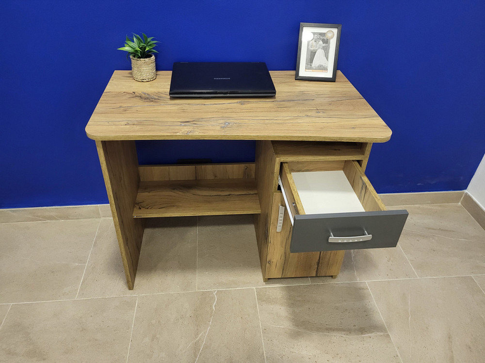 Стіл письмовий Ровесник 89х55 см - Дуб флагшток / Сірий Львів - фото 3