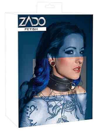 Ошейник из натуральной кожи с металлическим кольцом ZADO Fetish, черный, S/M Sex Aura Киев