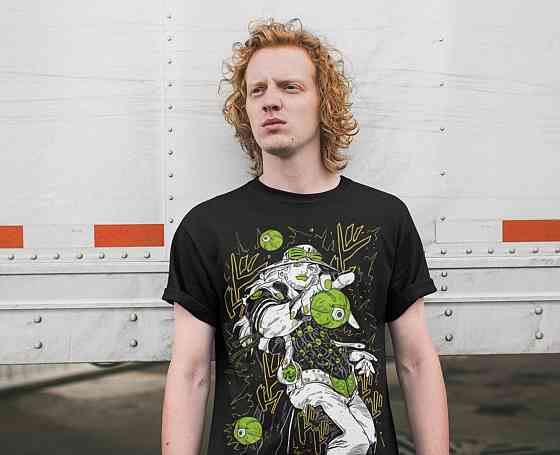 Футболка для мальчика аниме Гйро Зеппели Джоджо С оверсайз (рост от 165 до 180 ) Черний AnimeJ0819m Днепр