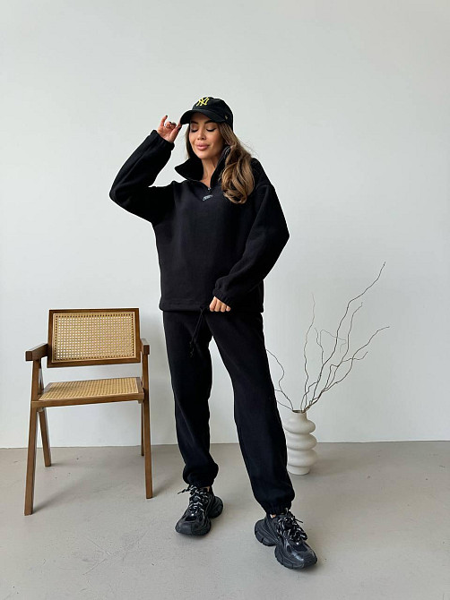 Женский повседневный костюм из плотного флиса полар. Черный, 46/48 Одесса - изображение 7