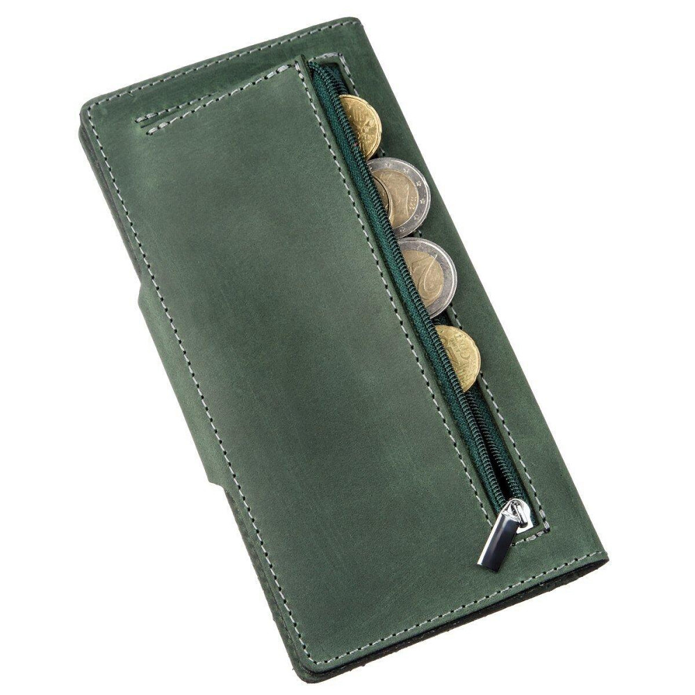 Бумажник унисекс вертикальный из винтажной кожи на кнопках SHVIGEL 16179 Зеленый Киев - изображение 5