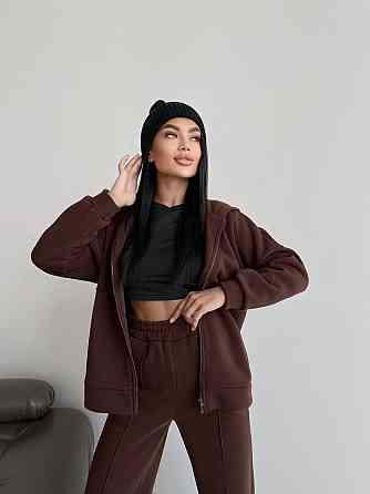 Женский теплый прогулочный костюм двойка: брюки + зип-худи трехнитка на флисе 46/48 Одесса