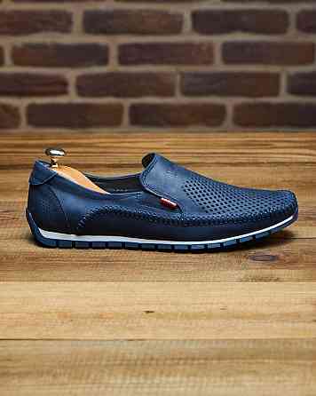 Літні шкіряні туфлі-макасини сині Харків