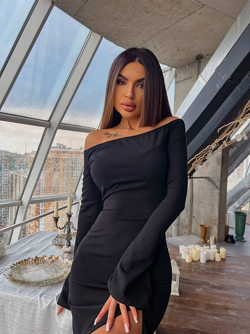 Женское элегантное праздничное платье с разрезом на ножке Черный, 46/48 Одесса - изображение 8