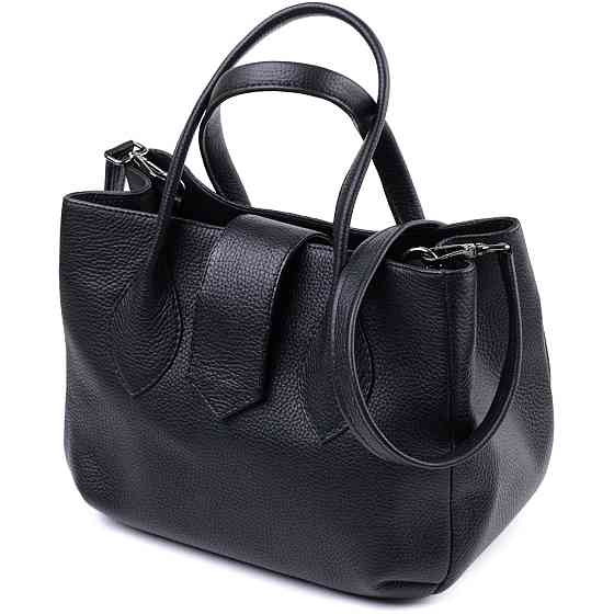 Замечательная женская сумка с двумя ручками из натуральной кожи Shvigel 22829 Черная Киев
