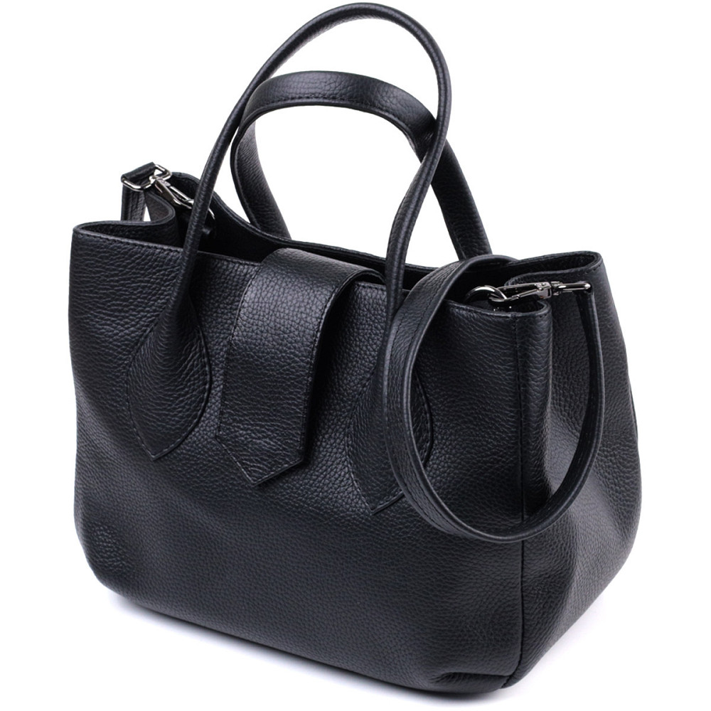 Замечательная женская сумка с двумя ручками из натуральной кожи Shvigel 22829 Черная Киев - изображение 5