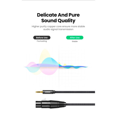 Кабель мультимедийный 3.5mm M to XLR F 1.0m AV182 black Ugreen (20763) Винница - изображение 10