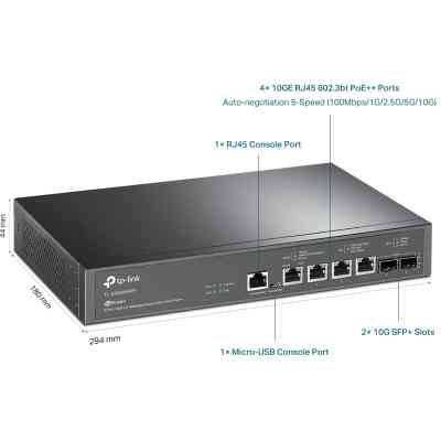 Комутатор мережевий TP-Link TL-SX3206HPP 2xSFP+ (10GE) 4x10GE LAN console+microUSB L2 JetStream 19" 1U (TL-SX3206HPP) Вінниця