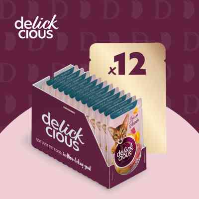 Влажный корм для кошек Delickcious Полоски с уткой и тыквой в крем-супе 85 г (4820269141797) Винница