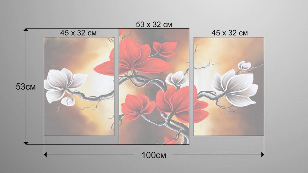 Модульная картина Абстракция Цветы Art-156_3 Киев - изображение 3