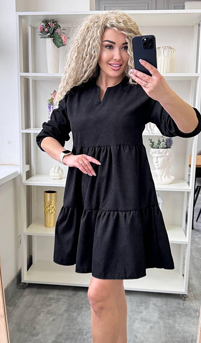 Жіноче базове повсякденне плаття мікровельвет Чорний, 50/52 Одеса - фото 5