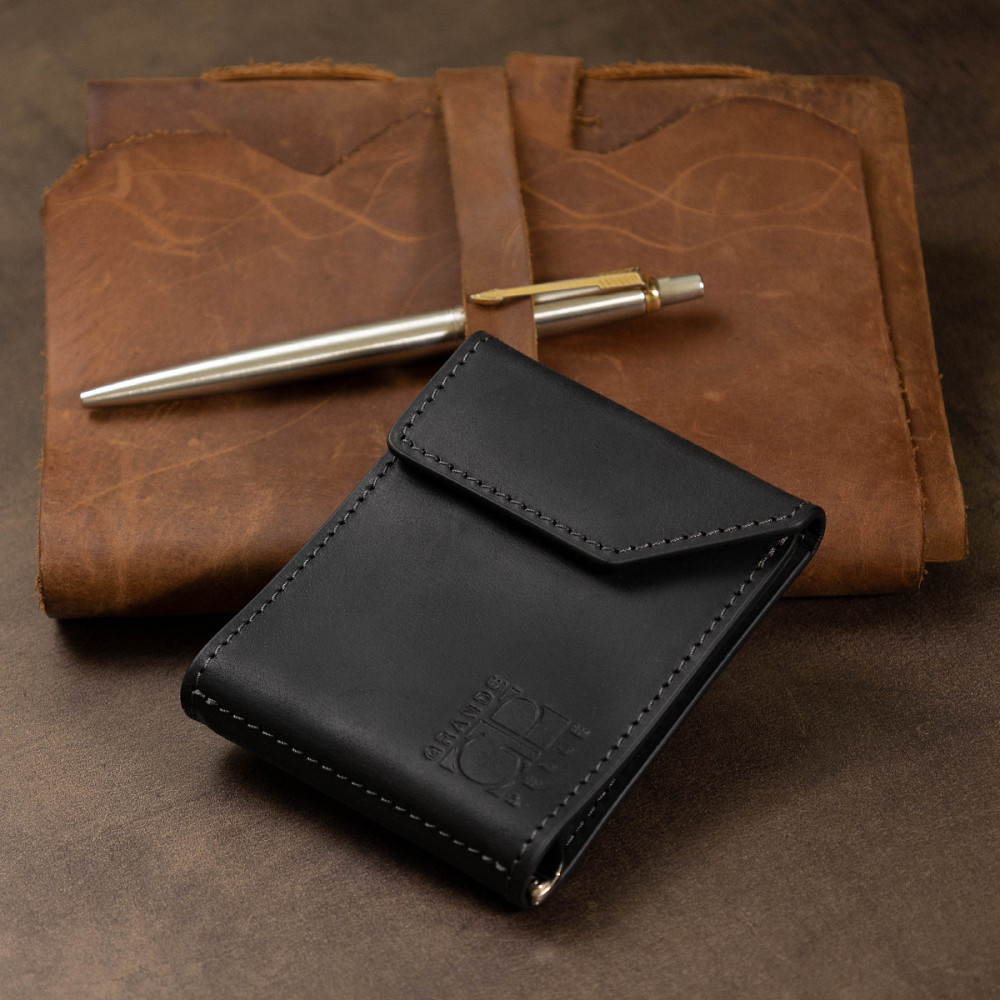 Чоловічий практичний затиск для грошей GRANDE PELLE 11404 Чорний Київ - фото 1