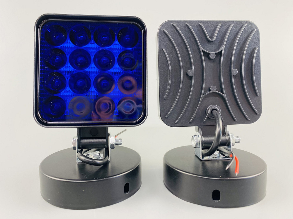 Фара LED квадратна 48 W 12 V 6500 K (16 діодів) (8.4 см х 8.4 см х 2 см) Mini (синя) Мукачево - фото 10