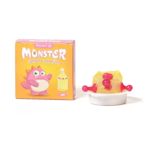 Насадка на член Recare Pink Monster Spike Condom (презерватив с шариками и усиками) Львов