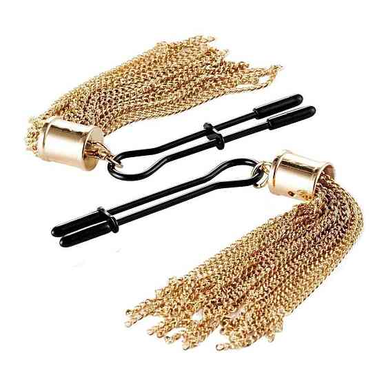 Зажимы для сосков Guilty Pleasure Tassel Tease Clamps, черно-золотые Sex Aura Киев