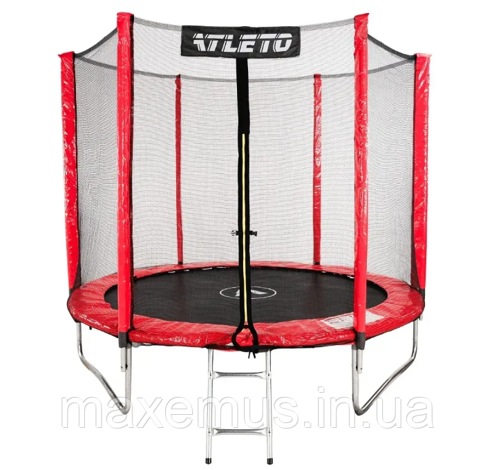 Батут детский Atleto 312 см с защитной сеткой и лестницей батут для детей садовый батут красный Мостиска - изображение 6
