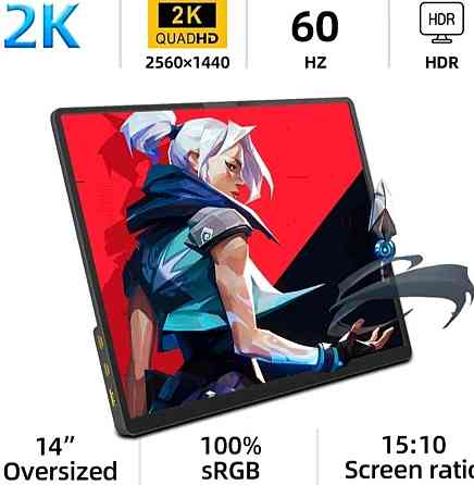 Монітор Ігровий портативний: 14, 15,6" 2K HDR Touchscreen Київ