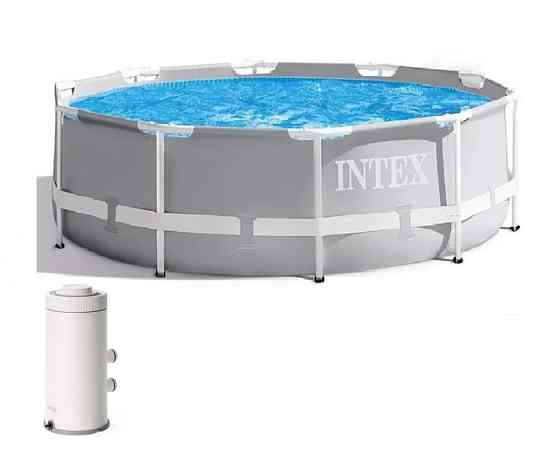 Каркасный бассейн Intex 305х99 см, 6500 литров, с фильтр-насосом и картриджем, серый Киев