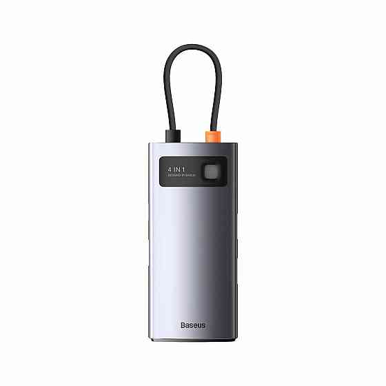 Док станція хаб для ноутбуку комп'ютеру Baseus Metal Gleam Series 4в1 багатофункціональний Type-C HUB Docking Station Gray (Type-C Одеса