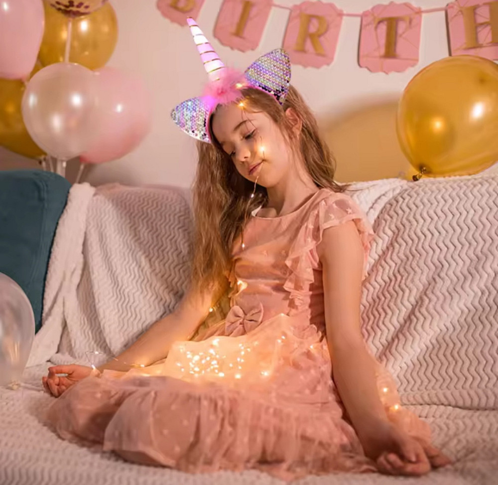 Детский светящий обруч Единорог 20х26 см на батарейках розовый Киев - изображение 2