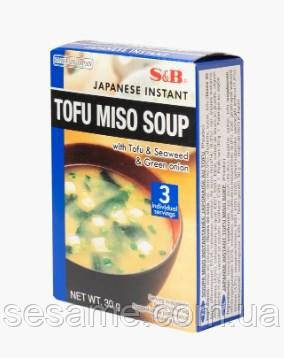 Суп Мисо быстрого приготовления из тофу Aka Miso Soup with tofu S&B 30 г (3шт) Харьков - изображение 2