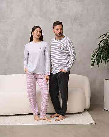 Чоловіча піжама з кофтою в смужку — Family look для пари Tom John 93482 XL Київ