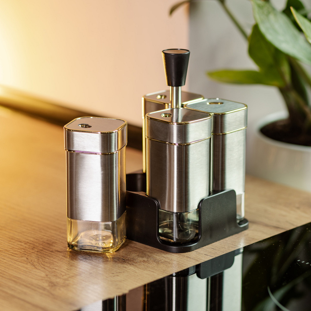 Набір ємностей для спецій 4 шт на підставці 120 мл Хром HP-1318 Київ - фото 7