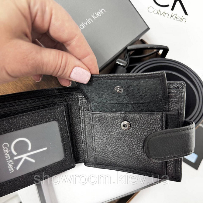 Чоловічий подарунковий набір ремінь та портмоне в дерев'яній коробці СК (451) Київ - фото 4