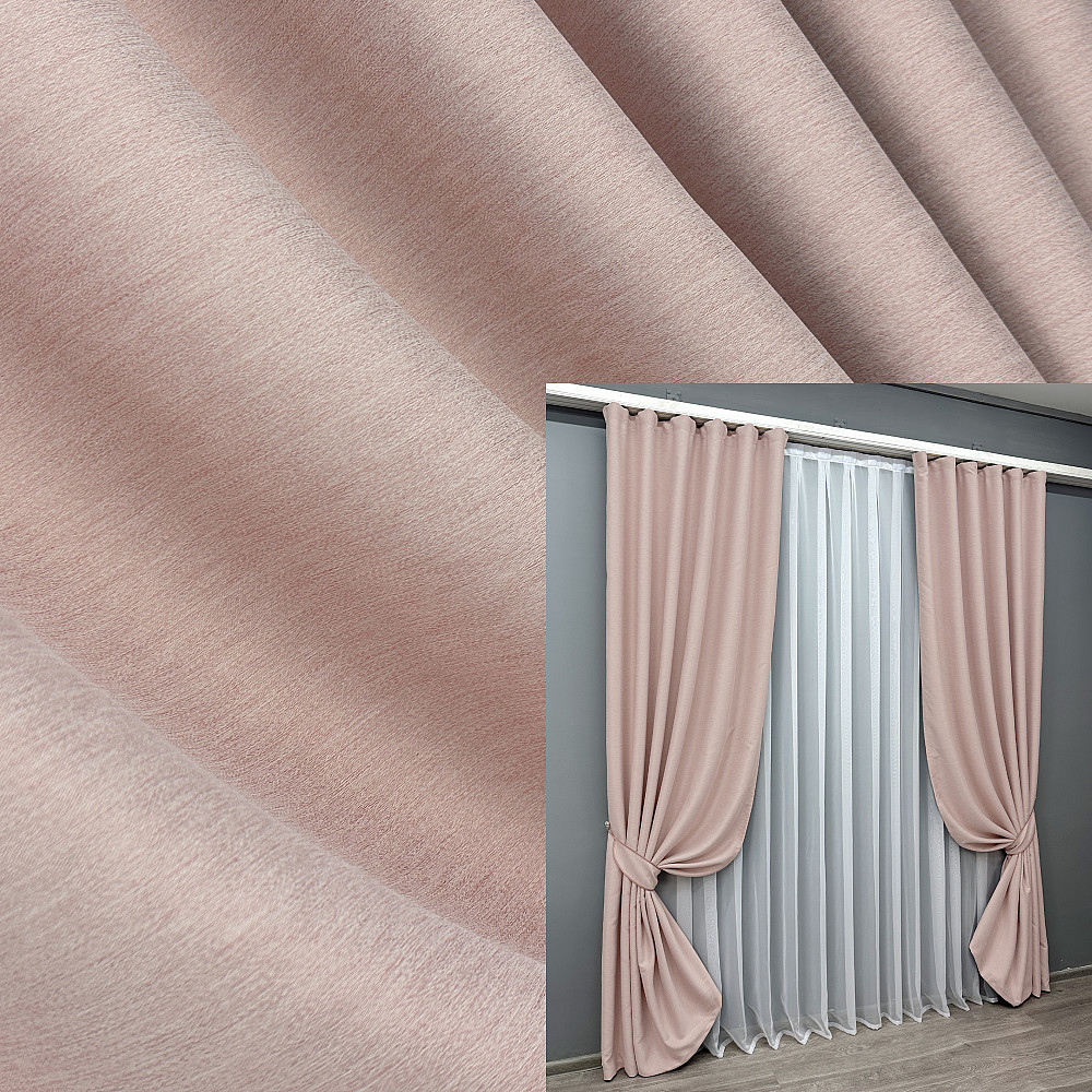 Комплект готовых штор VR-Textil Блэкаут двусторонний Eclipsе № 1793ш Пудровый 100х270 см 2 шт (31-835) Киев - изображение 1